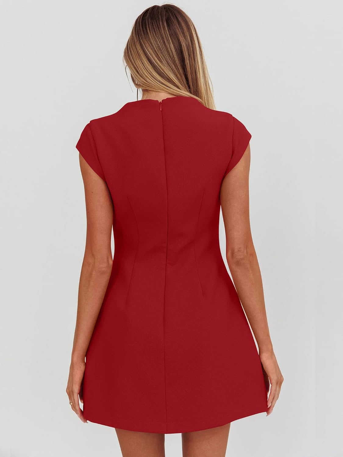 DAAWENXI Women's Sexy Mock Neck Cap Sleeve Mini Dress Summer Bodycon Club Party Dresses - Image 2