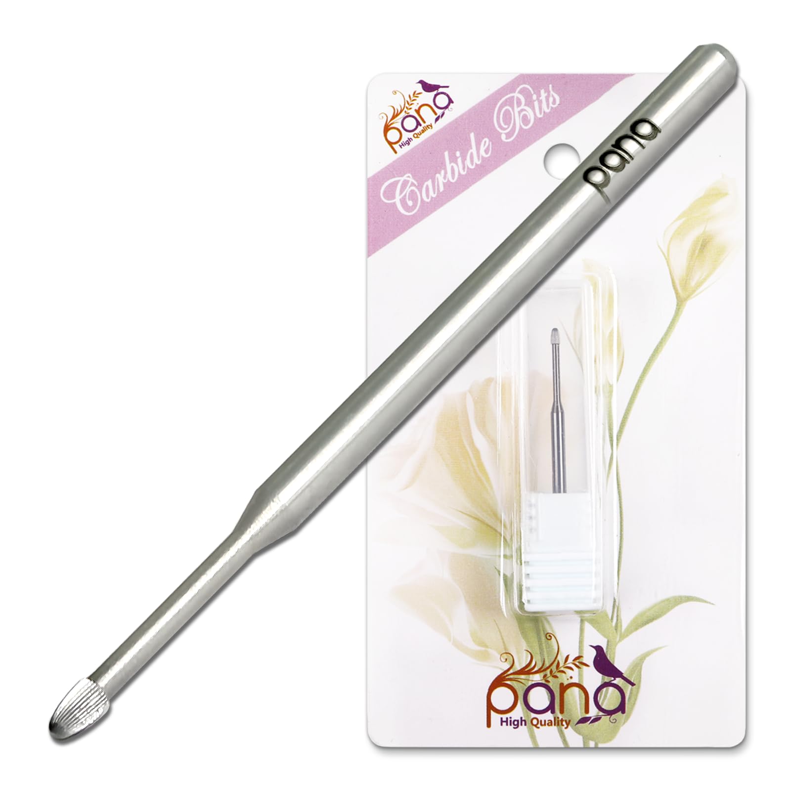 panaPremium 3/32" Cuticle Clean Nail Carbide Bit for Professional, Nail Salon, Nail Trimmer, Under Nail Cleaner, Electric Drill Machine, Manicure Tools (Silver-Snake Head, Fine)