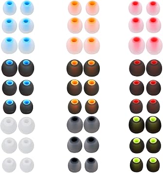 54 PCS Silicone Replacement Earbud Tips Earbud Cap Eartips Fit for in-Ear EarbudsInner Hole 3.8mm -5.1mm Headphones Earbud Rubber Tips S M L