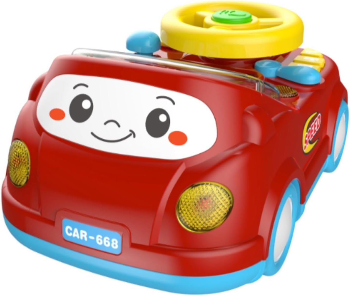 Musical Steering Wheel Toys for 1-3 Year Old Boys - Toddler Baby Simulated Driving Racing Car Game with Sound for 12-18 Months+, Interactive Educational Learning Race Truck, Gifts for Kids Girls, Red