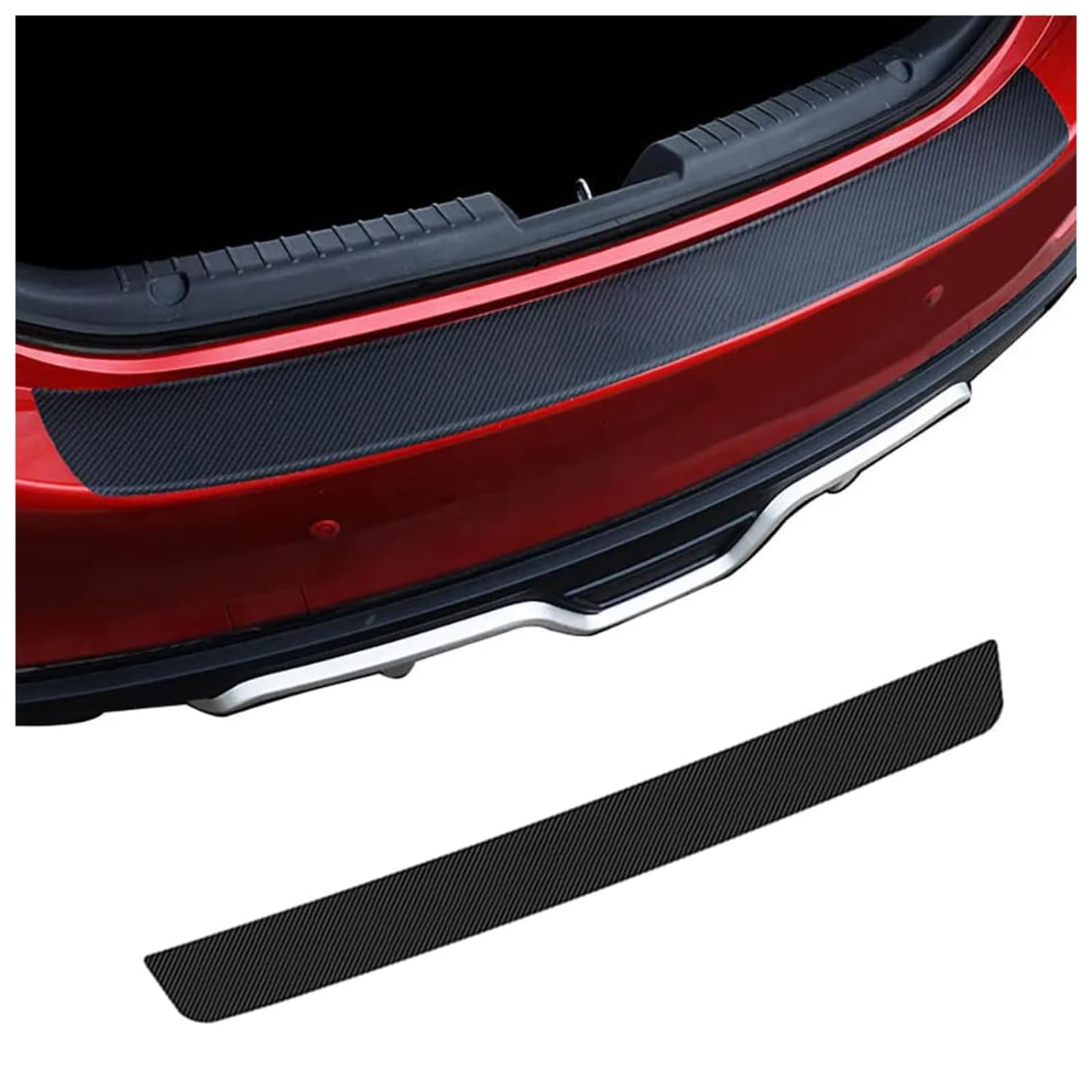 RFUJBPDZA Car Bumper Protector, For Audi Q2 Q3 Q4 Q5 Q7 Q8 Q9 S1 Rear Bumper Guard Trunk Edge Protection Carbon Fiber Scratch Resistant Cover Sticker