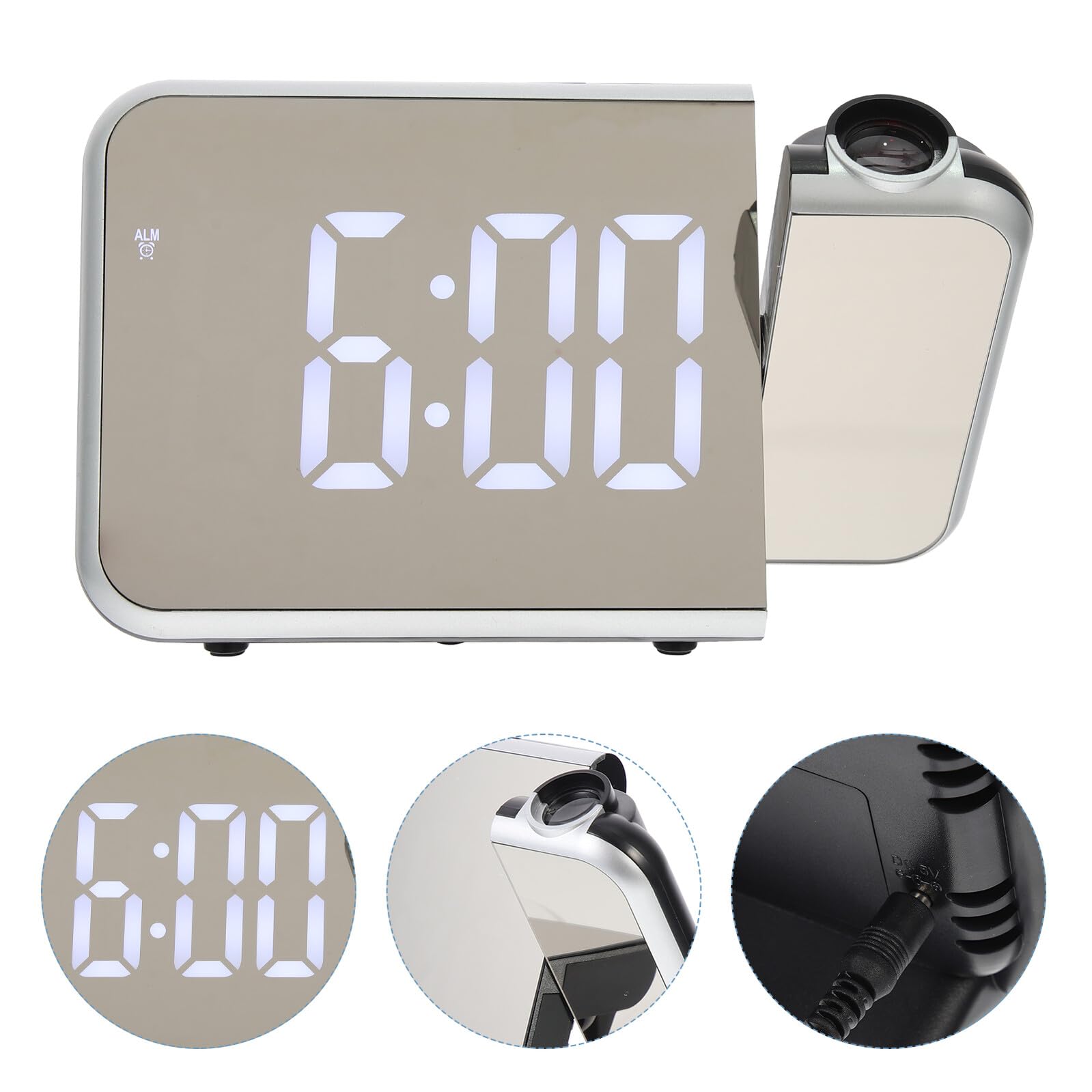 Cabilock Negro Reloj Despertador Digital de Proyección, para Dormitorio