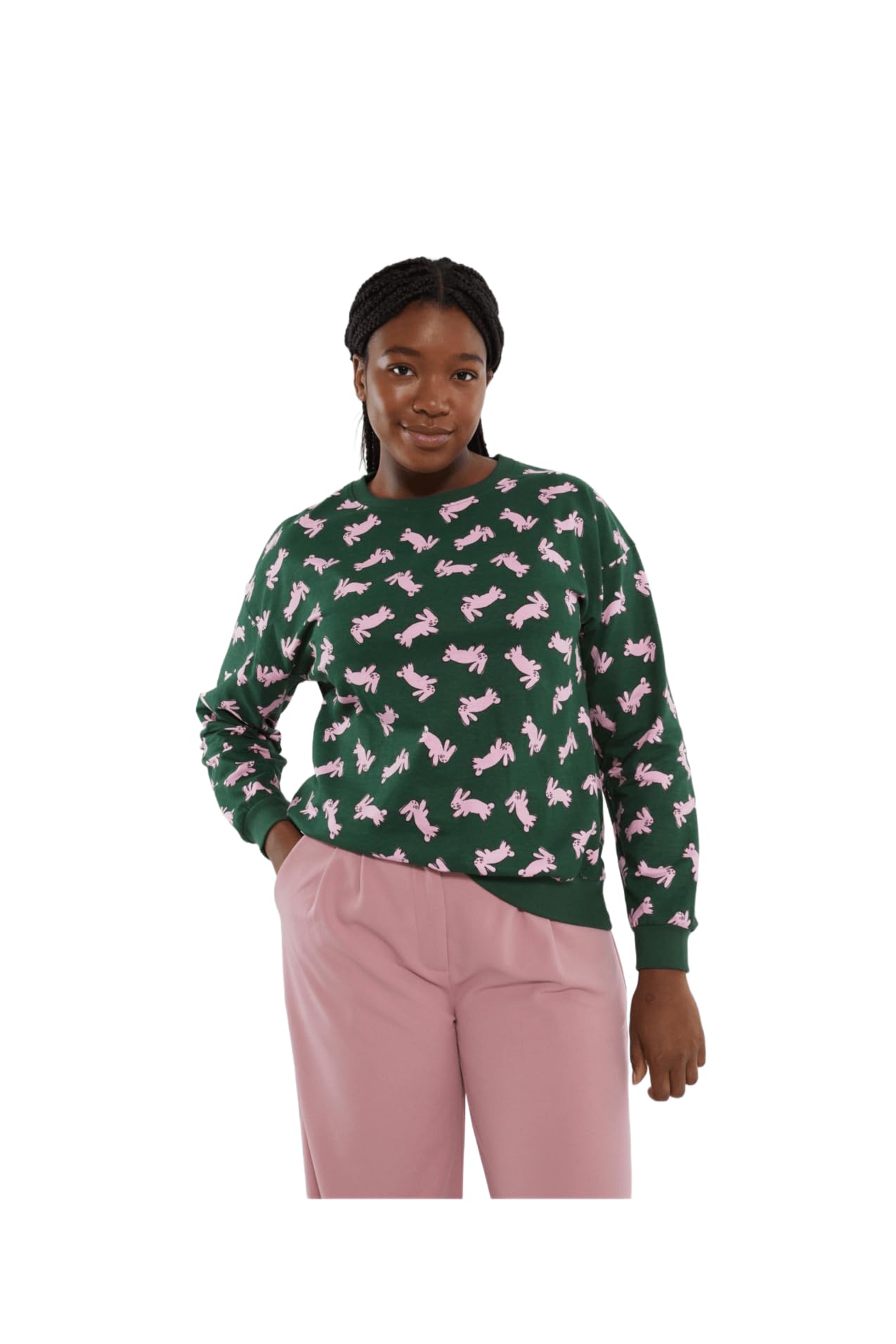 Compañía Fantástica Women's Green Compania Fantastica Cotton Sweatshirt With Rabbit Print