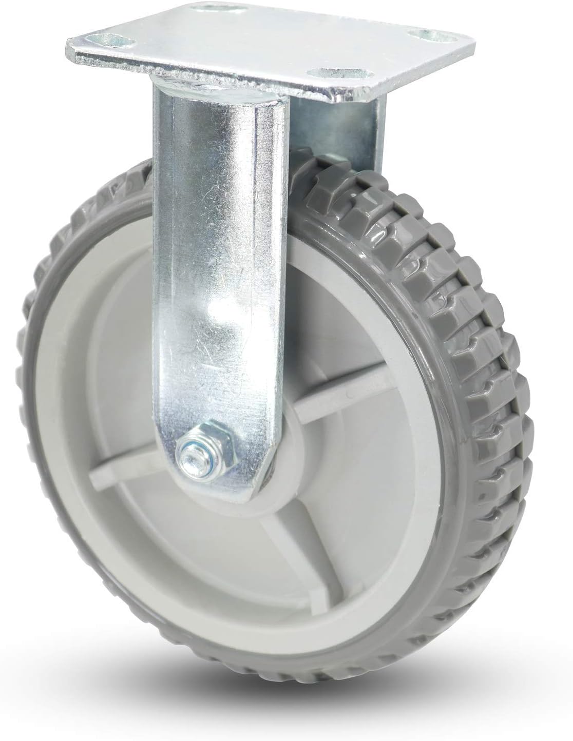 Casoter 8" Top Plate Fixed Caster No Brake Polyurethane PU Wheel with Tyre Veins, Heavy Duty Industrial Rigid Caster, No Noise & Smooth & Sturdy, 840Lbs Load Capacity Each Caster