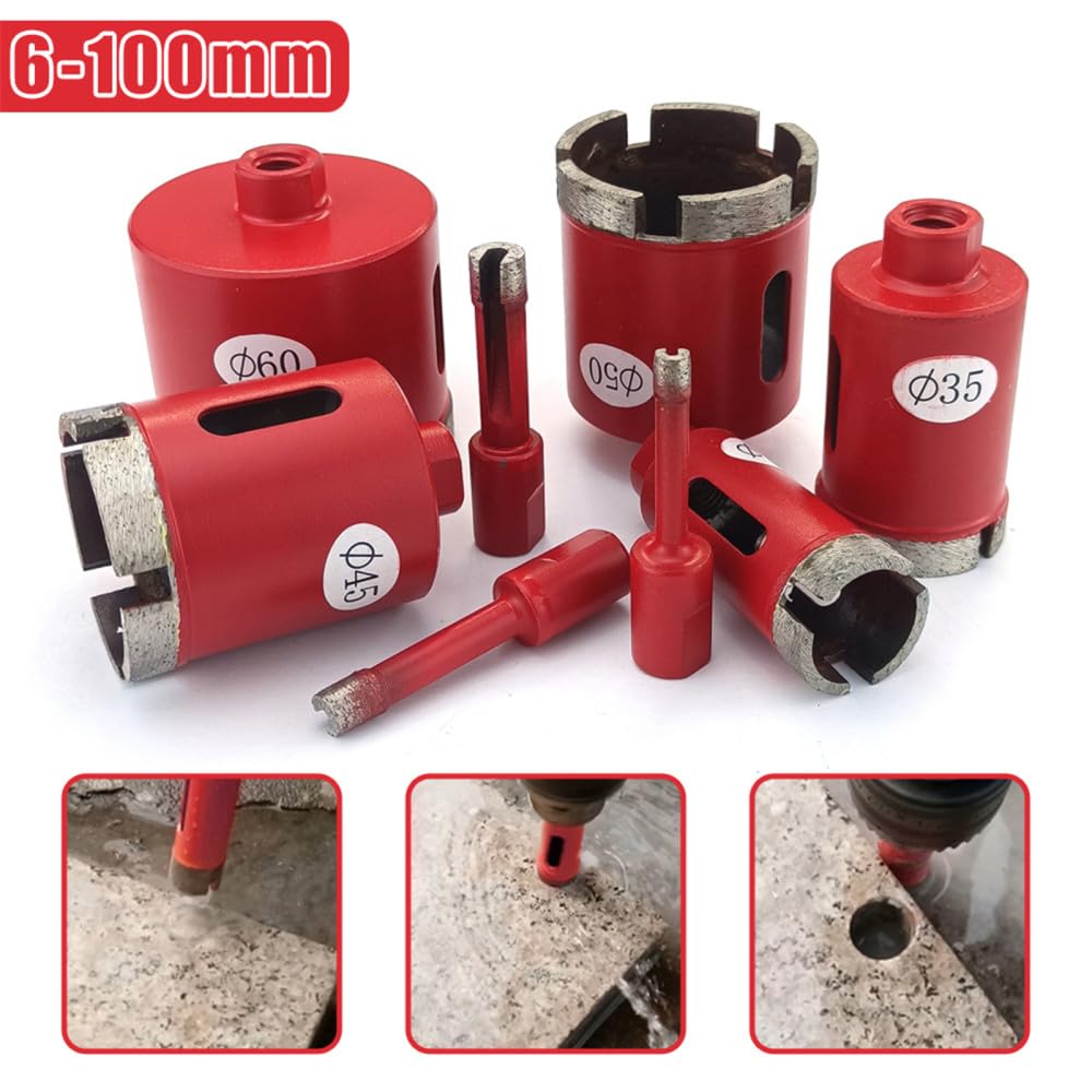 1PC 6-100mm M10 Sega a tazza diamantata Punta per nucleo di sinterizzazione Punte da trapano per marmo Granito Mattoni Piastrelle Ceramica Utensili per calcestruzzo, 55mm