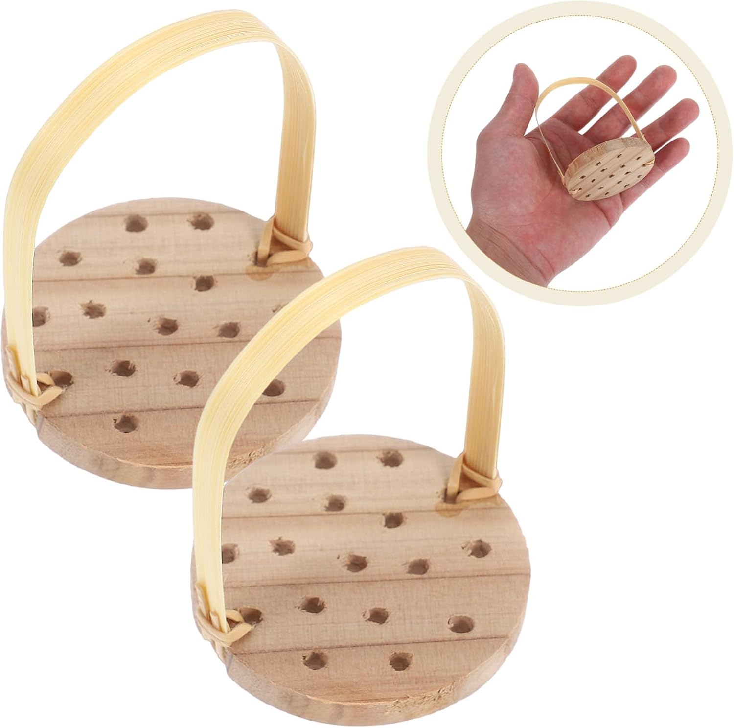 2pcs Wooden Dim Sum Steamer Mats, round Steaming Pads for Kitchen Cooking, Non-toxic Steamer Rack Liners Suitable for Home and Restaurant Use
