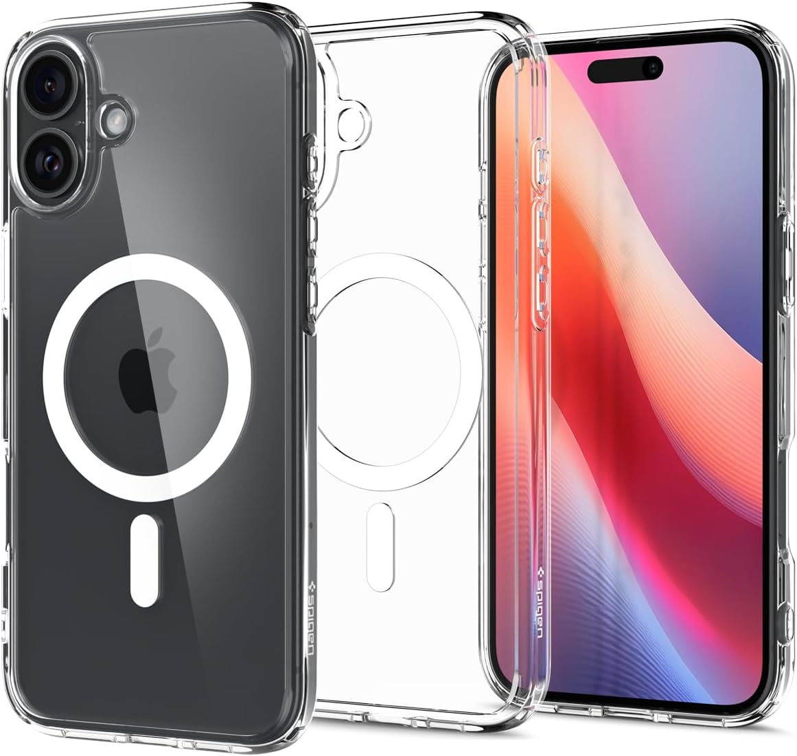 - Spigen [18 Years of Established Technology] iPhone 16 Case, Clear, MagSafe Compatible, Shockproof, Strap Hole, Yellowing Prevention, Bumper, US Military MIL Standard, Ultra Hybrid MagFit ACS08205