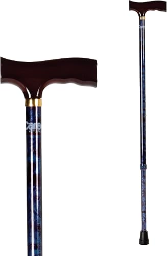 Carex Designer Derby - Bastón para caminar, altura ajustable, mango de agarre suave moldeado sin látex, soporta 250 libras, color azul