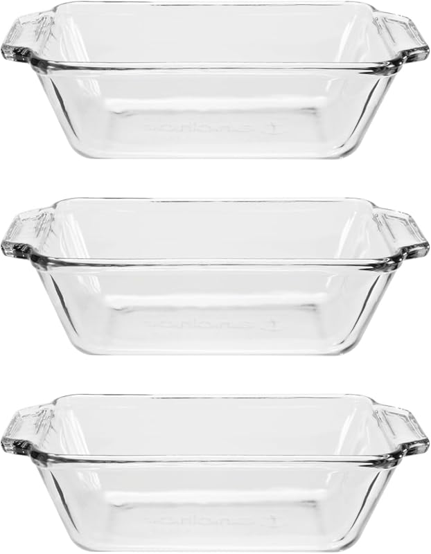 Anchor Hocking Glass Bread Pan, 1.5 Quart Loaf Pan, Set of 3