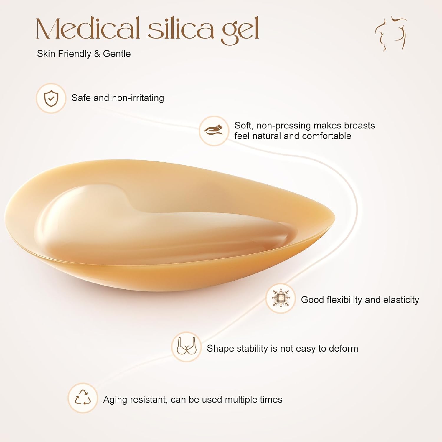 Double Sided Sticky Bra Inserts, Reusable Push Up Adhesive Pads with Padding for Bikini, Swimsuit, Sports Bra - Image 3