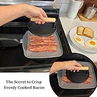 Vista 6 de Evelots Prensa de hamburguesas de hierro fundido, trituradora de hamburguesas presazonada para parrilla, prensa pesada para carne, queso a