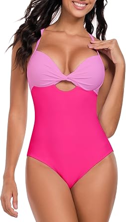Colloyes Womens Push Up Twist Front Cutout One Piece Swimsuits Crisscross Back Bathing Suits Adjustable Straps Swimwear