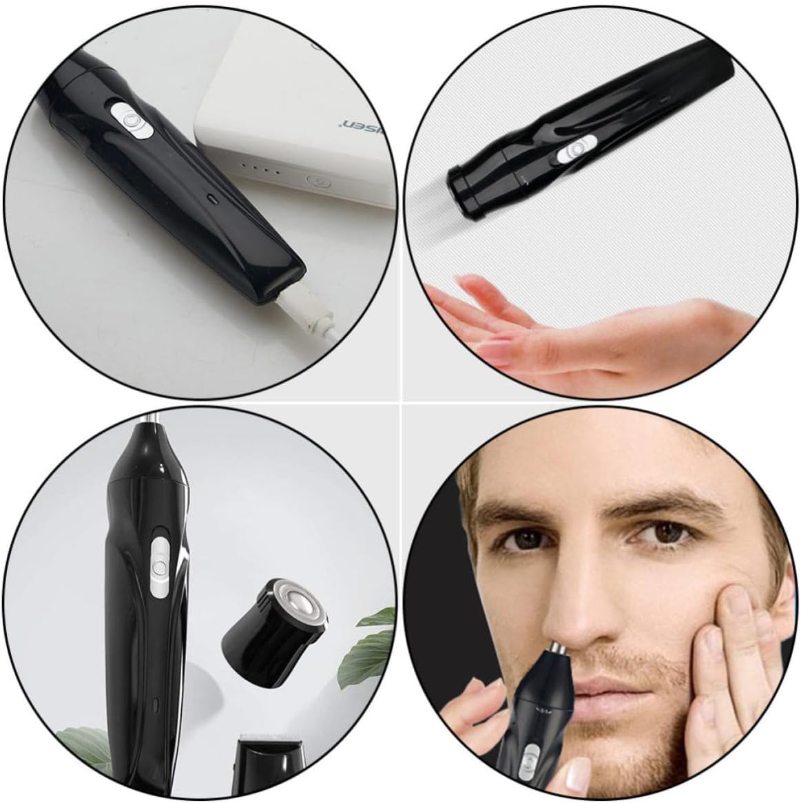 Electric Nose Hair Trimmer USB Rechargeable Multipurpose Facial Hair Clipper for Nose, Ear Eyebrows with Washable Blades Unisex Grooming Tool for Travel and Home Use