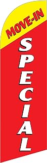 GLOBAL ADVERTISING SOLUTIONS Move In Special 6ft Feather Flag Eye Catching Banner Sign for Business and Marketing Replacement Flag Only Without Pole Kit (Red)
