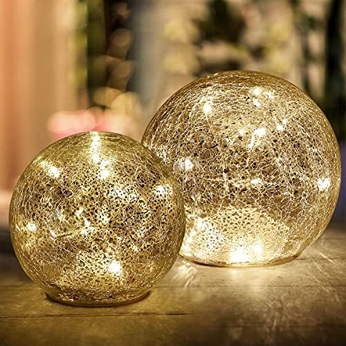 Mercury Crackle LED Glass Globe Ball Lamp with Timer