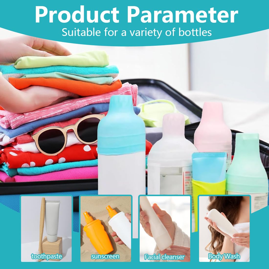 12 Pezzi Copribottiglie in Silicone per Viaggi Maniche Elastiche per la Protezione dalle Perdite Protezione dalle Perdite da Viaggio Riutilizzabili per Contenitori per Bagnoschiuma