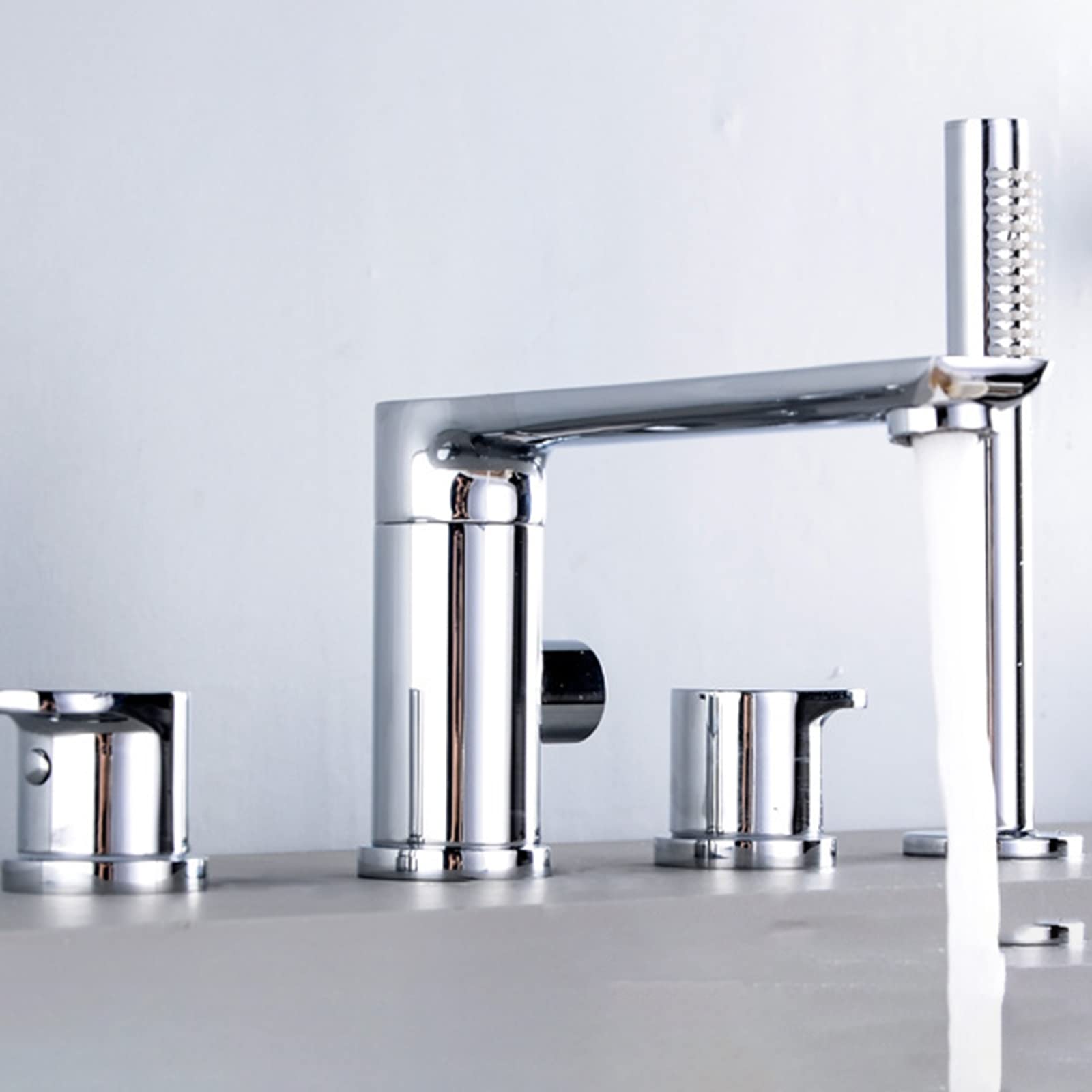 Rubinetto per Vasca Uscita Acqua Girevole Rubinetto per Vasca Miscelatore per Vasca Acqua Calda e Fredda Aeratore Riempitore per Vasca Rubinetto per Vasca con Doppia Maniglia in Ottone con doccetta