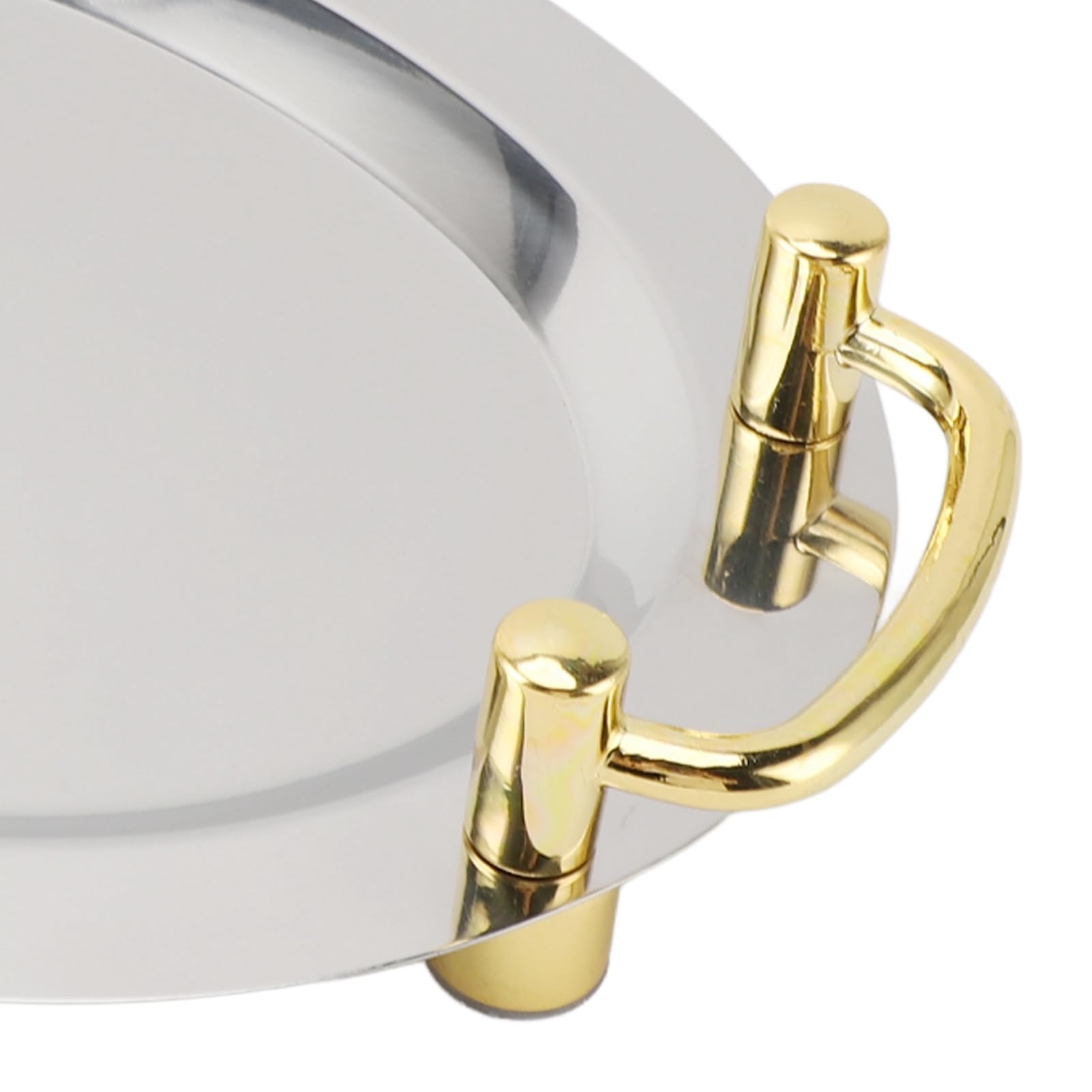 Aramox Plato de Acero Inoxidable, Bandeja para Servir de Acero Inoxidable 304 con Asa, Plato de Cena con Acabado de Espejo, Fácil de Transportar, Fácil de Limpiar, para Servir Banquetes en (#3)