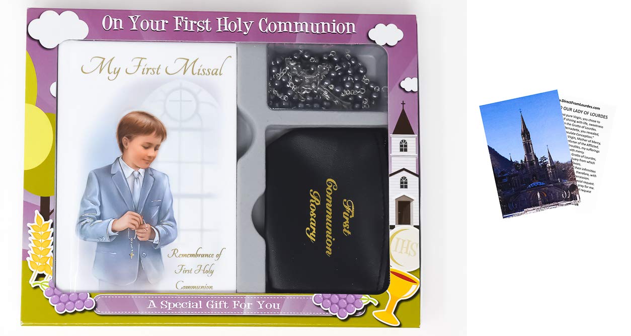 My First Holy Communion Gift Set For A Boy- My First Missal Book with Rosary & Crucifix (C5190)