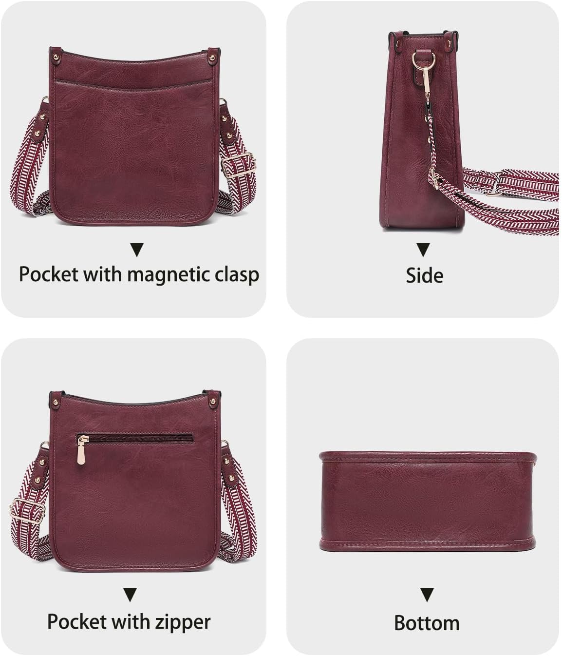 Purses for Women 3PCS, Crossbody Bags Set Large Leather Purse Shoulder Handbags with Wallet Adjustable Straps for Ladies Tote - Image 3