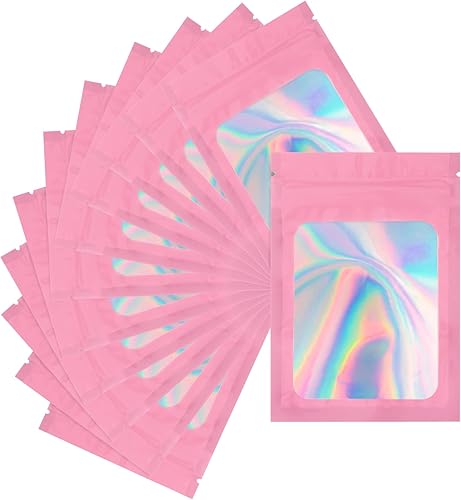 joycraft 100 bolsas de tereftalato de polietileno, bolsas de embalaje holográficas, bolsas resellables a prueba de olores, bolsa de joyería para