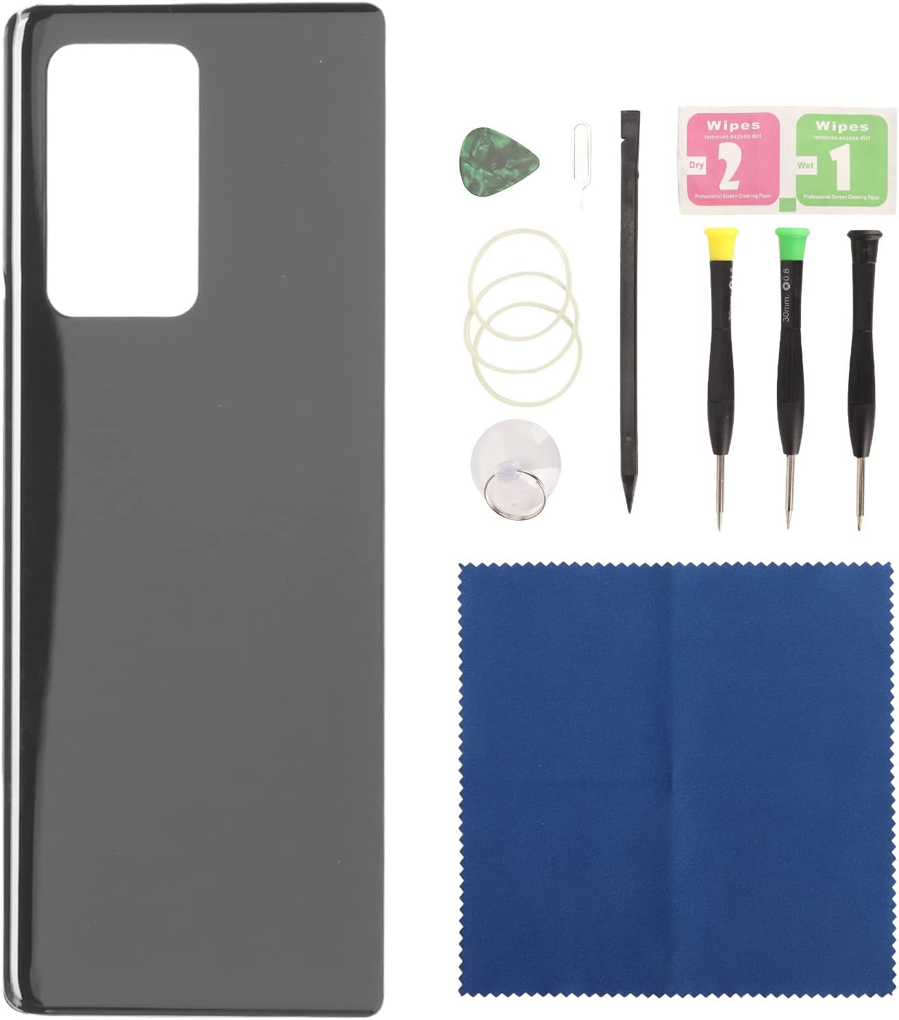 Z Fold 2 Back Glass Replacement, Back Glass Housing Cover Part Tools, WCamera Lens and Pre Installed Tape for Z Fold 2 F916 5G (Black)