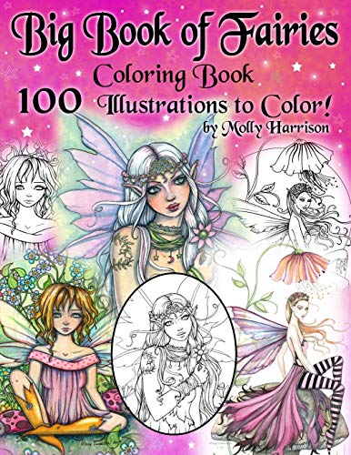 Big Book Of Fairies Coloring Book - 100 Pages Of Flower Fairies, Celestial Fairies, And Fairies With Their Companions: 100 Line Art Illustrations To .