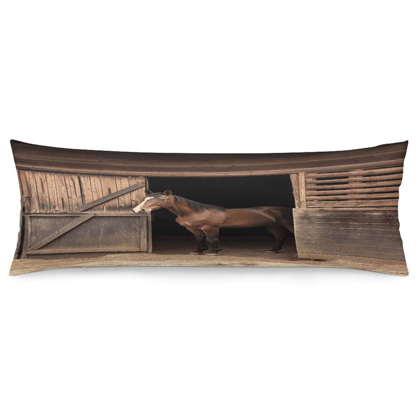 Barn Horse Pillowcase Long Body Pillow Cover Soft Decorative Body Pillow Case Breathable Large Pillowcase Cute Cozy Pillow Protector for Bed Sofa Couch Room 18.9 X 53 Inch