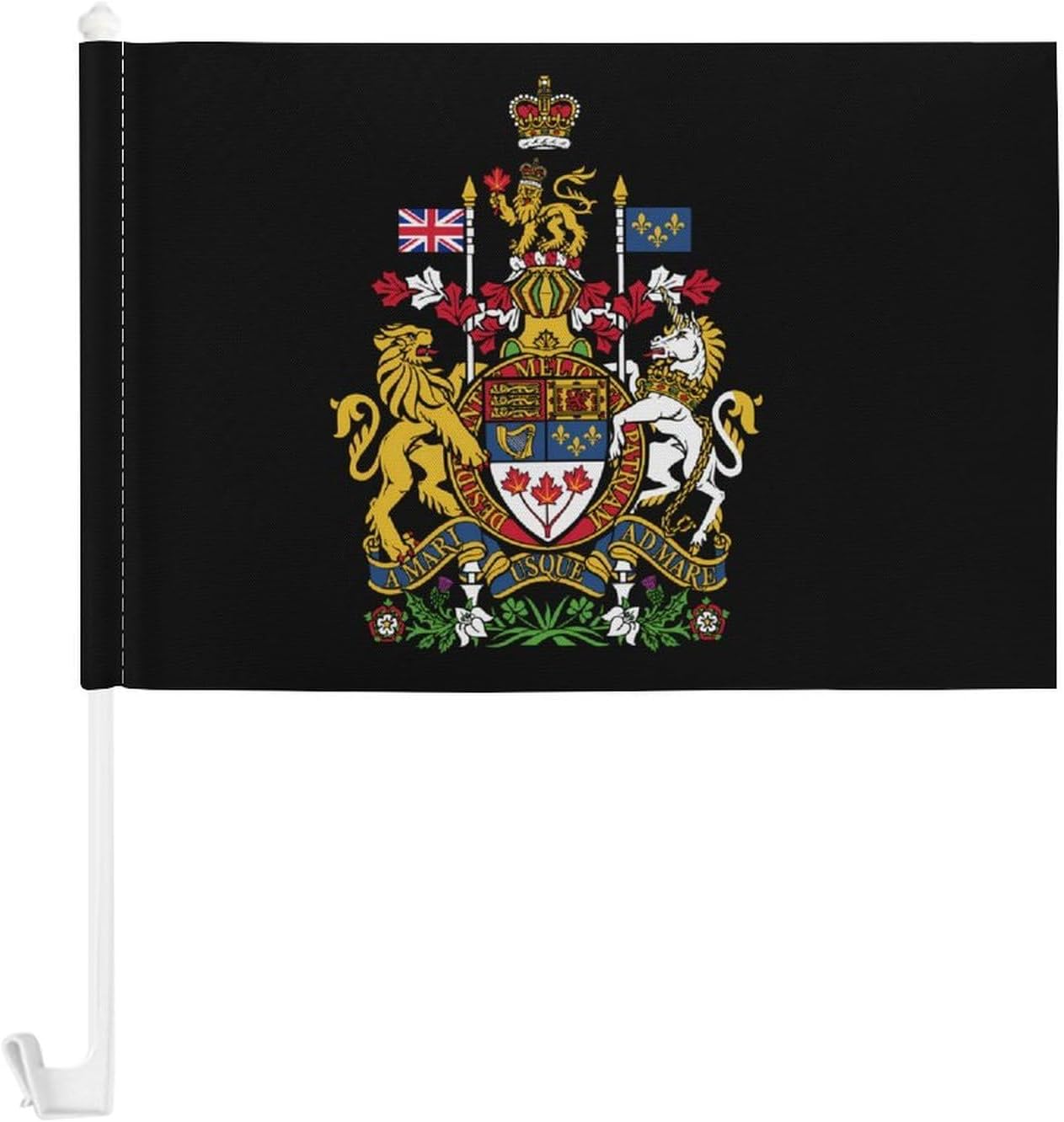 Coat of Arms of Canada Car Flag Polyester Clip Flags Mini Handheld Banners for Auto Outside Travel Decor