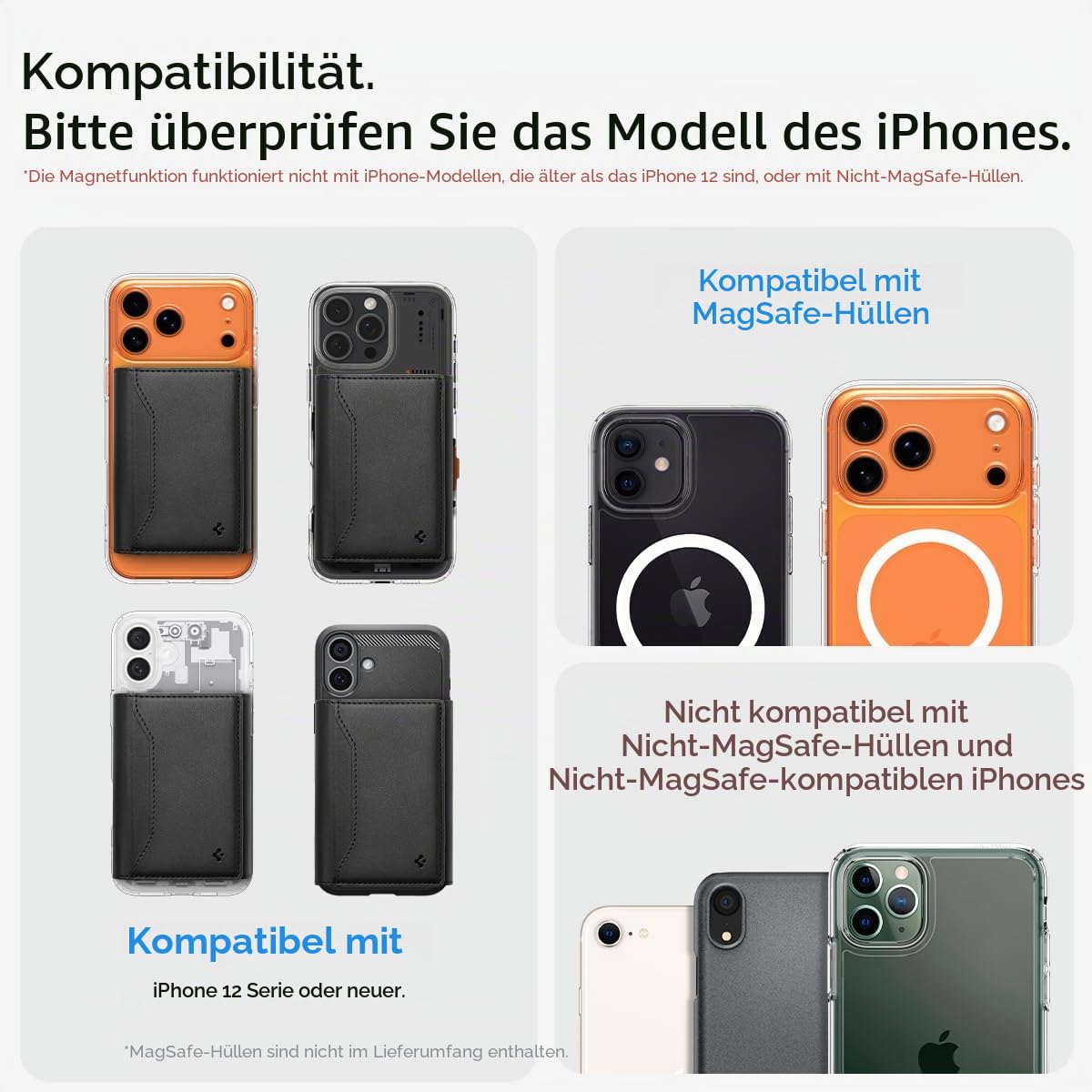 Spigen Valentinus S MagFit Magsafe Wallet 7 Kartenfächer, Geldscheinfach, Apfelleder, RFID-Schutz, Multifunktionaler Ständer für iPhone 17/16/15, MagSafe-Modelle, Google Pixelsnap - Schwarz