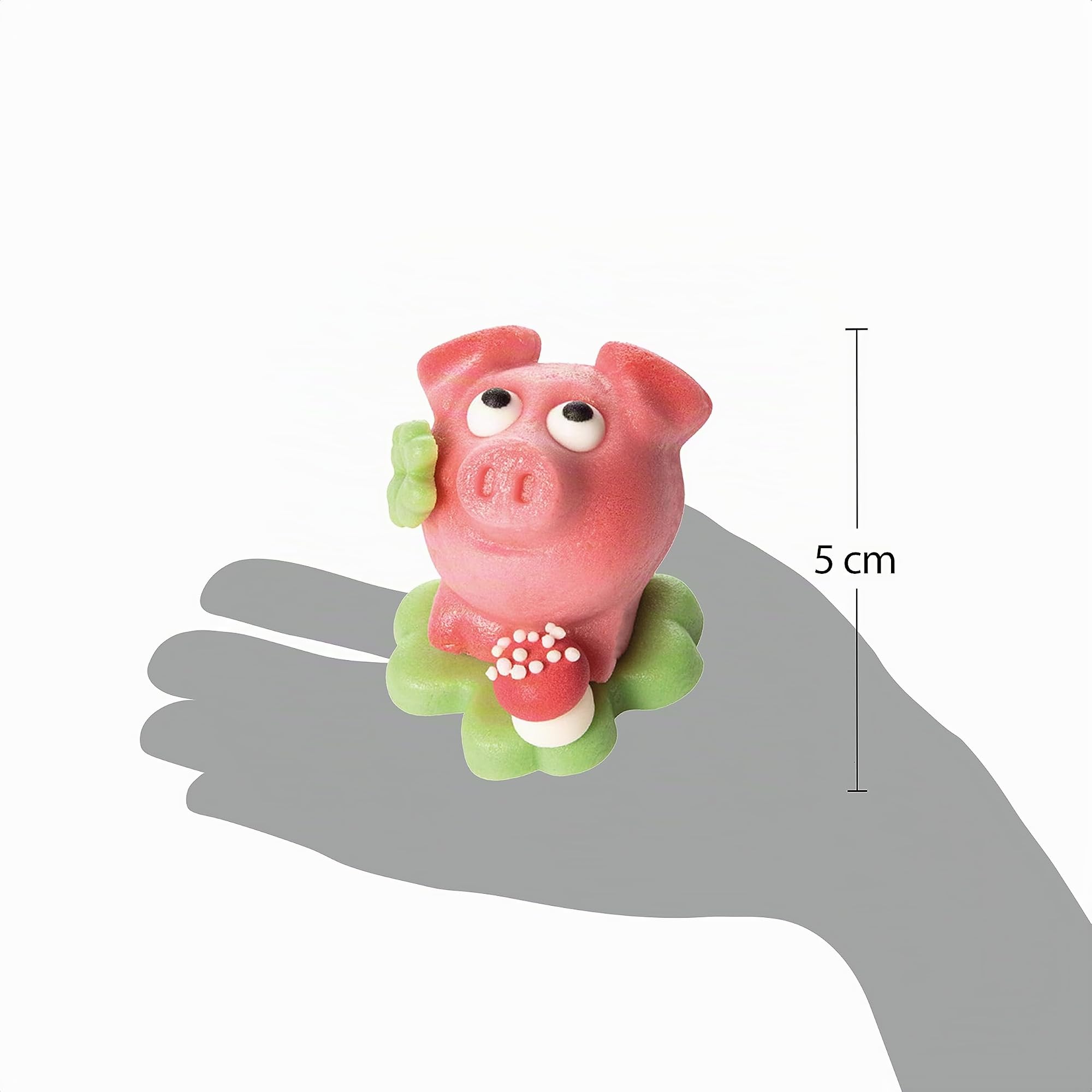 Günthart 15 Stück Marzipan Schweinchen auf Kleeblatt im Cellophanbeutel einzeln verpackt, 1er Pack (600 gr)