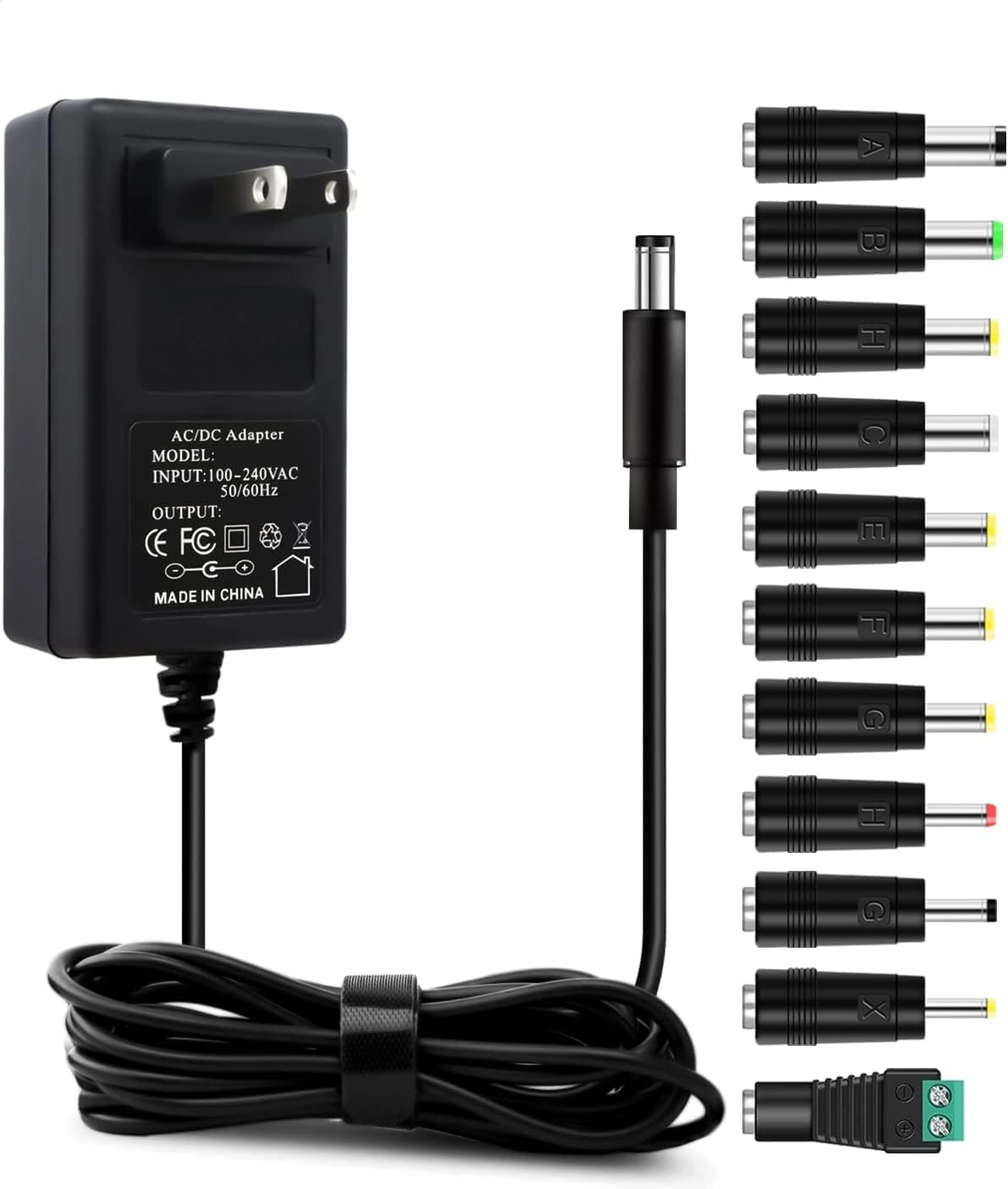 18V 2A AC Adapter Power Supply Charger [18 Volts 2 Amps Regulated Switching Power] with 11 Interchangeable DC Plug for 300mA 400mA 500mA 600mA 700mA 800mA 900mA 1000mA 1500mA 2000mA Equipment