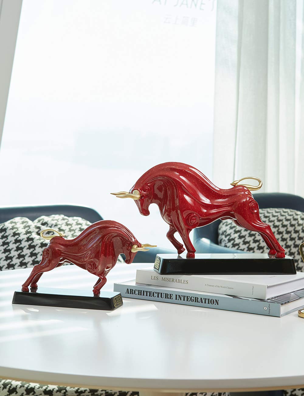 HAUCOZE Toro Escultura Estatua Modern Adorno Decoración Animal Figura 21cm