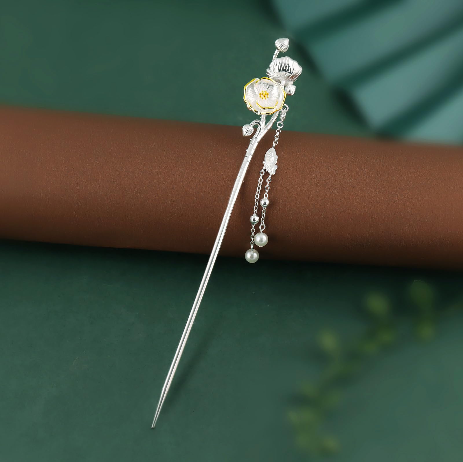 工芸品】白玉蘭銀簪 1つ｜アクセサリー