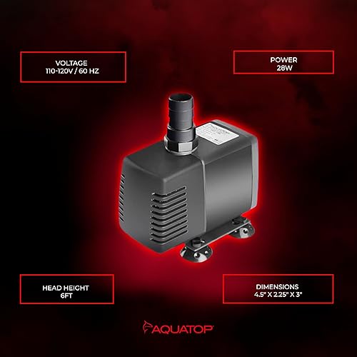 Miniatura 5 de Aquatop MaxFlow SWP-1300 - Bomba sumergible para acuario de 343 GPH de flujo ajustable, para peceras, sumideros y estatuas