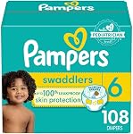 Couches Pampers Swaddlers, Taille 3, Absorbantes, Gardent bébé au sec et à l'aise, Couches jetables sûres pour la peau, 1 paquet (168 unités)