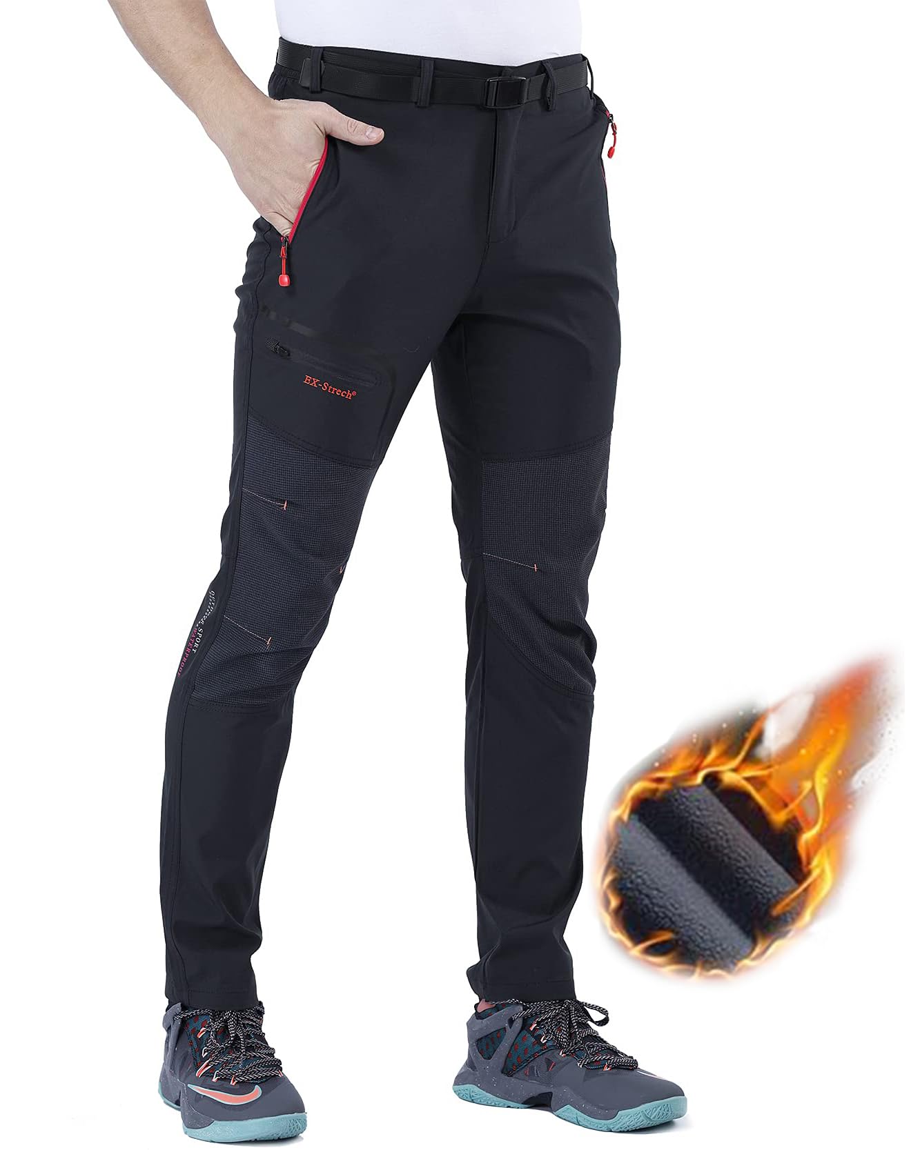 CARETOO Pantaloni Trekking Uomo Funzionali Softshell Pantaloni Autunno Invernali Impermeabili e Traspiranti Sport all'aperto Montagna Escursionismo