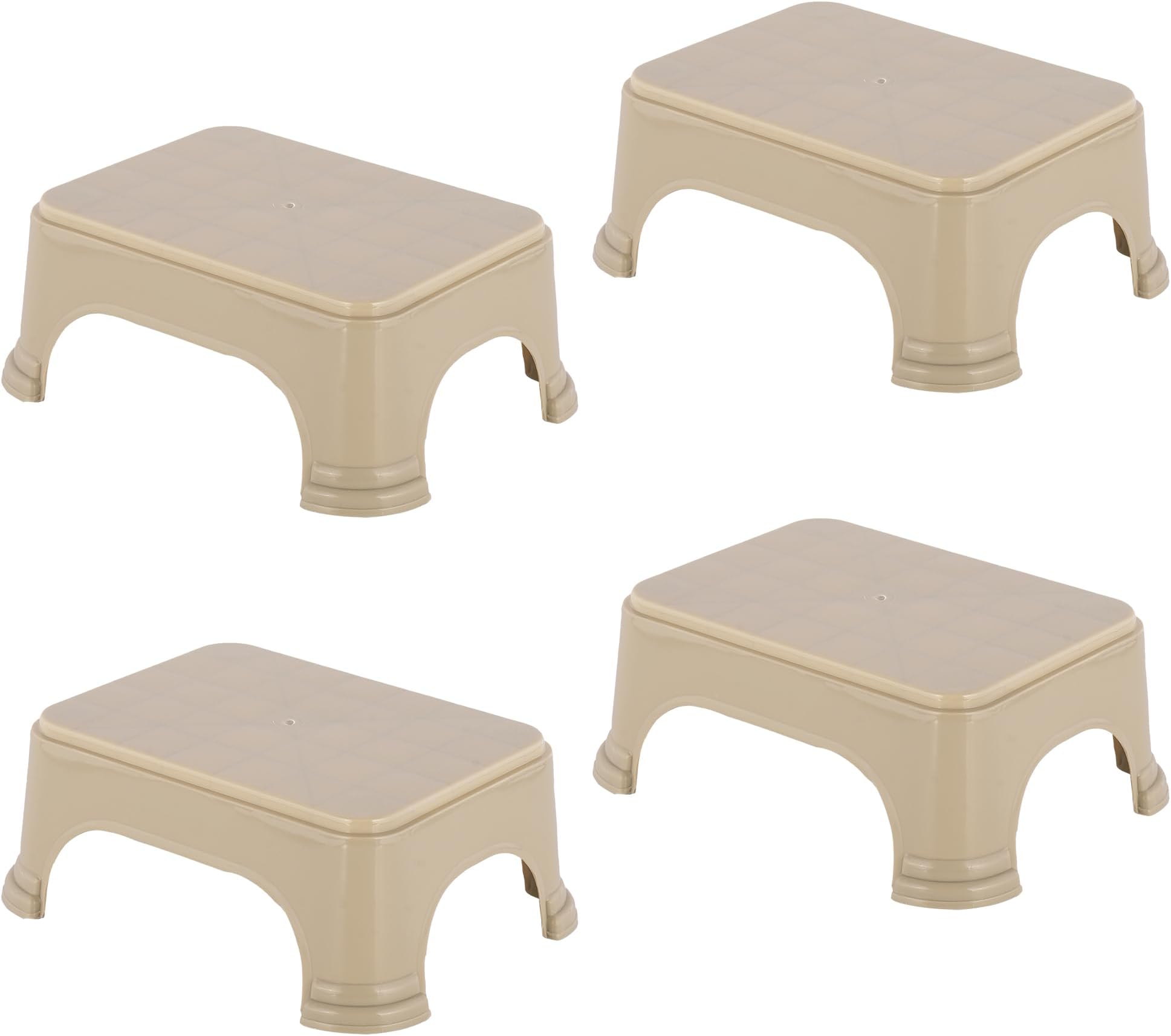 Kuber Industries Pack of 4 Durable Bathroom Stool for Bathing | Comfortable Indoor Machiya for Sitting | Senior Citizens Bath Stool & Adults Patla Chair for Home | Plain P6 - Beige