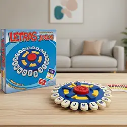 Jogo de Palavras STOP RODA DE LETRAS GRANDE EM PORTUGUÊS- Jogo de Tabuleiro Divertido para Toda a Família Com Cronômetro e Roda Giratória Educativo (Modelo 1)