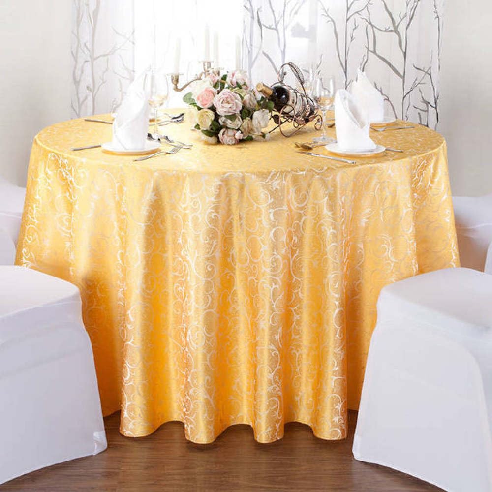 Nappe ronde de mariage 340 cm drapé européen haut de gamme couleur jaune