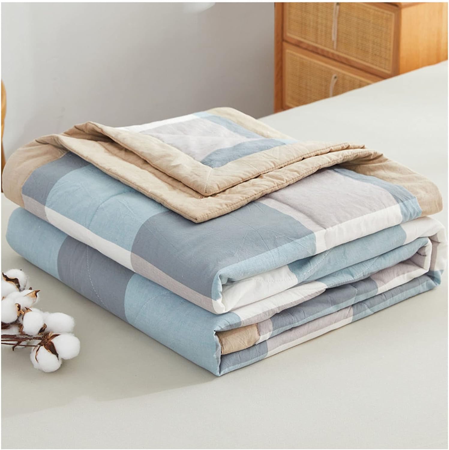 TAIYANYU Colcha Reversible Cosida para Primavera, Verano, otoño e Invierno, 100% Microfibra Extra Suave, Summer Colcha Sofá Manta, Colchas Respirable para Cama Individual Matrimonio,B,150x200cm