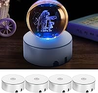 Vista 5 de 4 bases de luz, multicolor cambiante, base de exhibición de luz USB, soporte de exhibición con interruptor táctil sensible para cristal 3D, bola