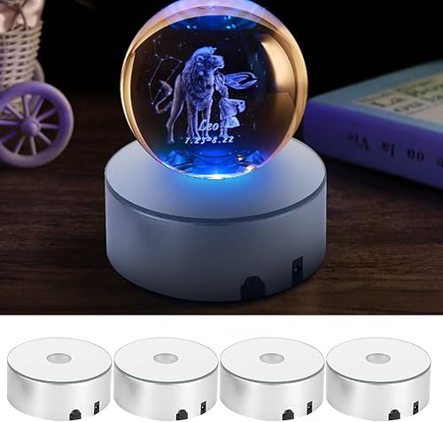 Miniatura 5 de Base de luz LED, base de pantalla LED, 4 piezas, base de luz para arte de bolas de cristal, soporte de exhibición LED, suministros de decoración del