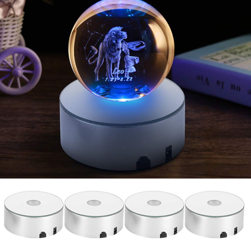 Base Lumineuse LED à 7 Couleurs - Support Pour Boule De Cristal, Alimentation USB Ou Piles