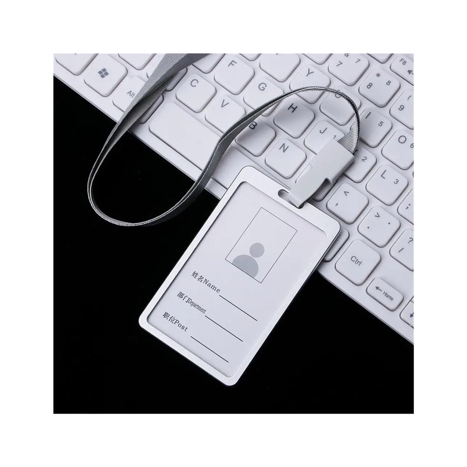 Porta badge in alluminio, 20 pezzi, tasca per carte di credito, badge, cartelline, con cordino per il collo, per studenti, carte bancarie (blu)