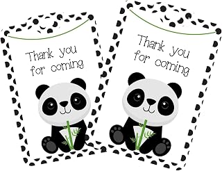 Panda Thank You Tags 12pcs - Cute Panda Bear Design - Perfect for Party Favors, Bags, Party Supplies, Baby Shower Decor, Boy Bamboo Panda Birthday