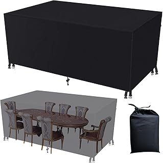 Unnosin Housses de Meubles de Jardin Imperméables, Housses de Meubles D'extérieur pour Patio, Tissu Oxford 420D Anti-UV pour les Meubles de Canapé en Rotin (Cuboïde, Noir, 170×115×71CM)