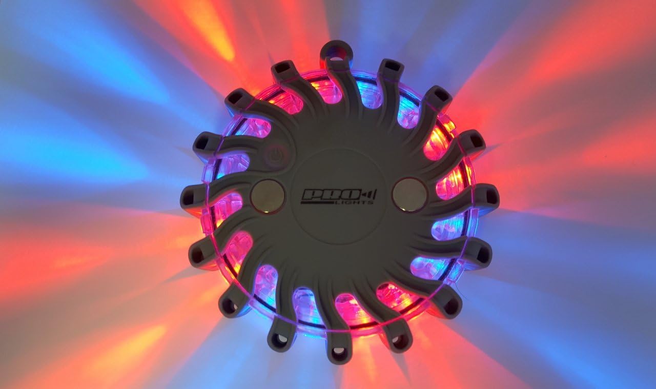 Genuine Pro Lights LED Safety Flare (Blue/Red) 6 Pack With Rechargeable Case and Charger