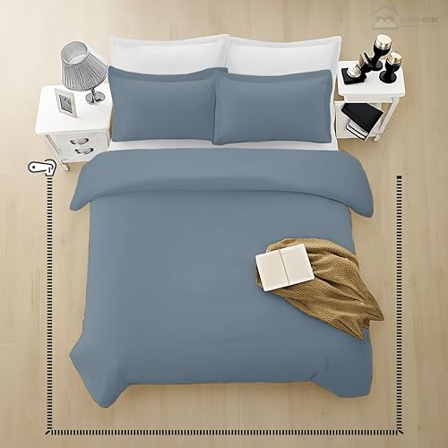 Miniatura 31 de SLEEP-NEST Juego de funda de edredón de 3 piezas de algodón egipcio de fibra larga de 120 x 120 pulgadas, con cierre de cremallera y lazos