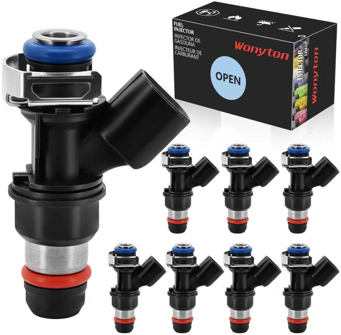 Fuel Injector for FJ887 12580681 Compatible with Buick Cadillac Chevrolet GMC Hummer Saab Rainier Escalade Silverado Suburban Trailblazer Canyon Sierra Yukon H3T V8 6.0L 2005-2009, Set of 8